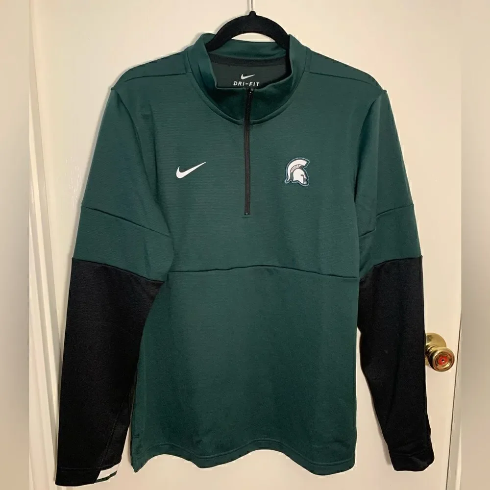 Nike EUC on field Michigan state Spartans green/black quarter zip up Size Small